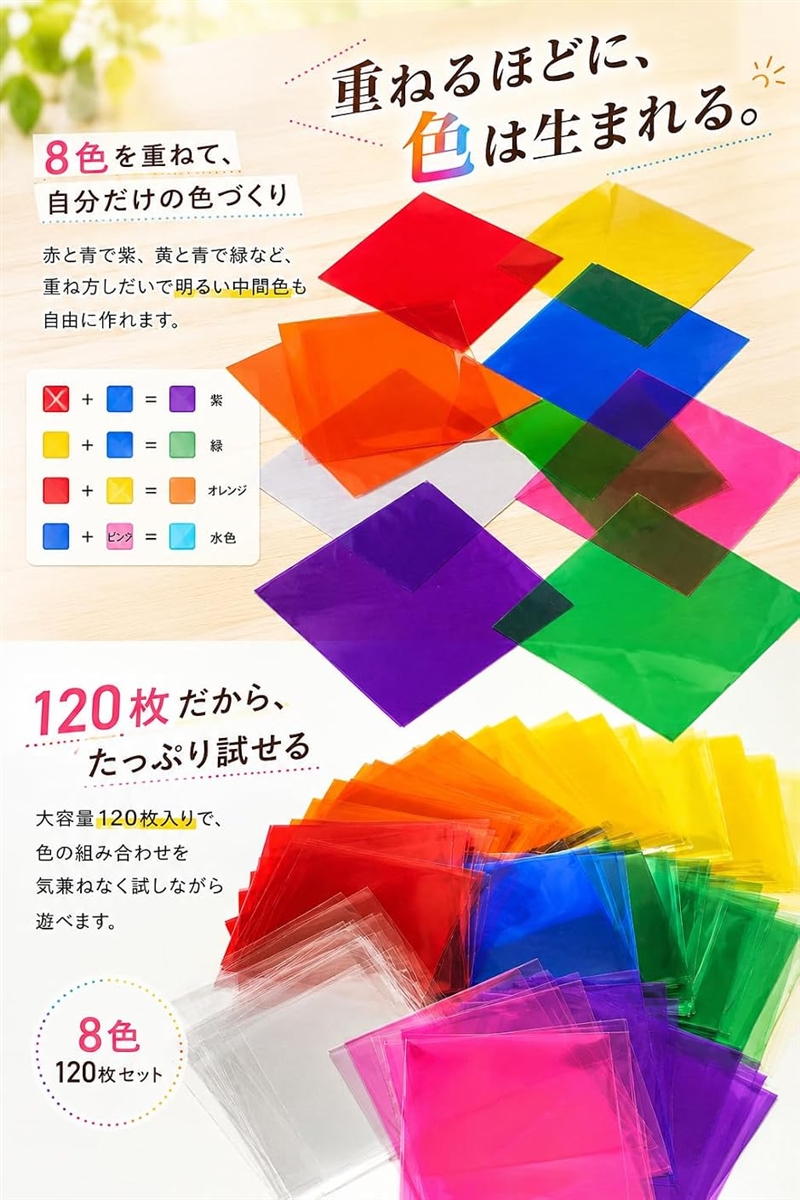 セロファン シート セロハン ラッピング 工作 透明紙 色付き 8色 120枚