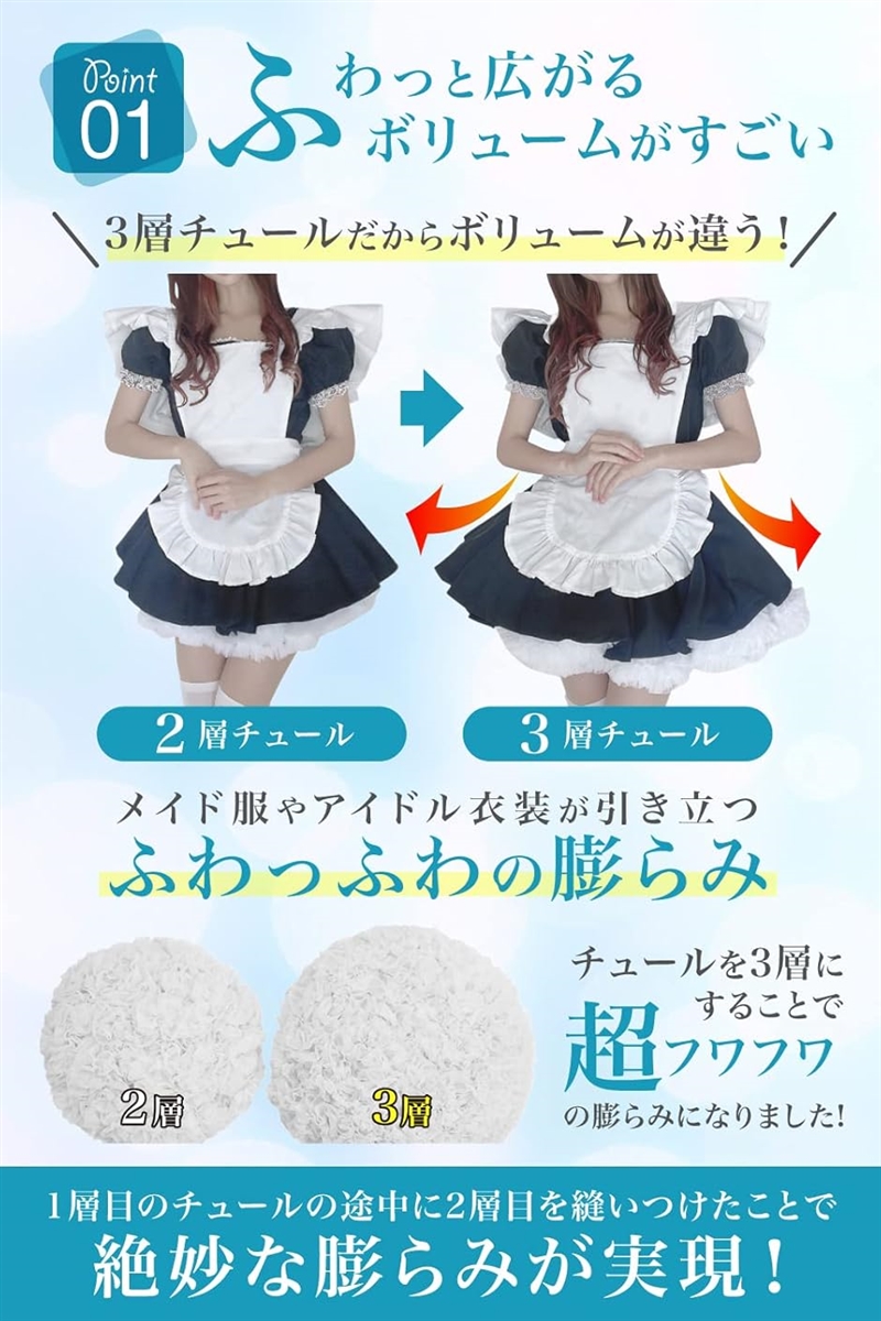 パニエ チュチュスカート 3層チュールソフトチ...の詳細画像1