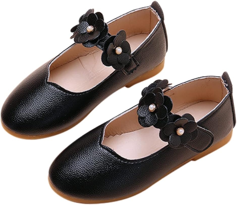 キッズ フォーマル 靴 女の子 子供靴 ガールズ シューズ キッズ靴 結婚式 ピアノ発表会 七五三 (ブラック, 14.5 cm)