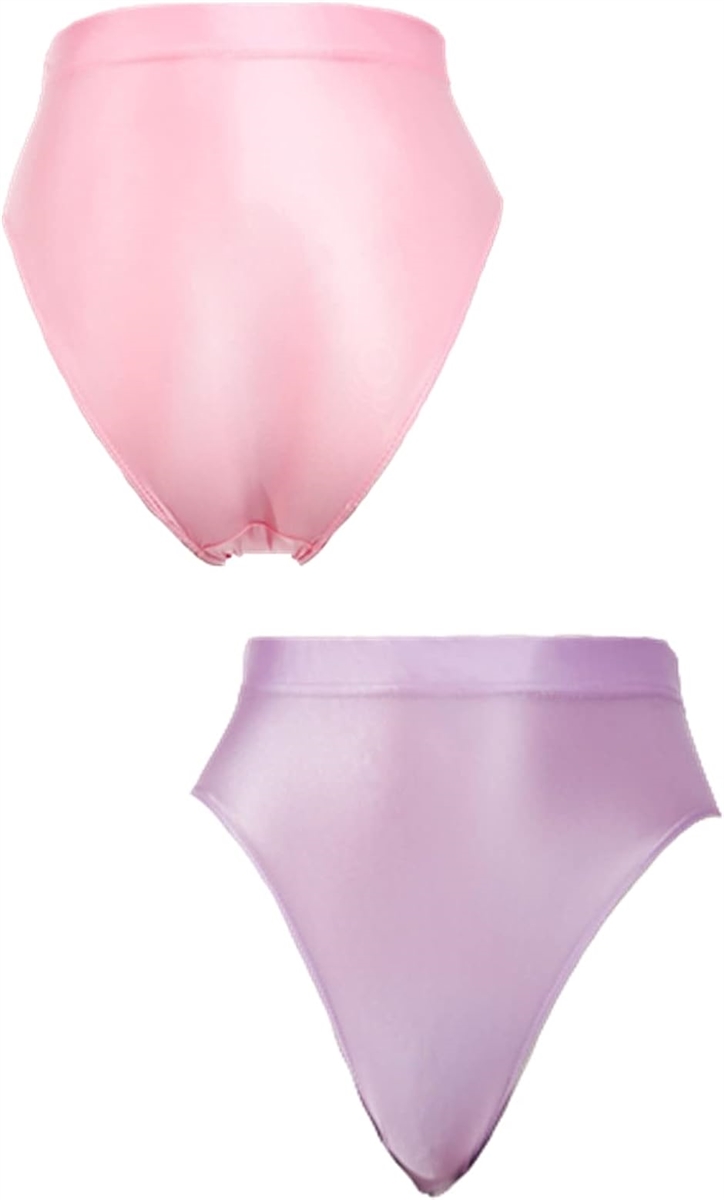 光沢 ブルマ ハイウエスト ランジェリー ビューティパンツ(桃・浅紫/レギュラー2枚組,  L)