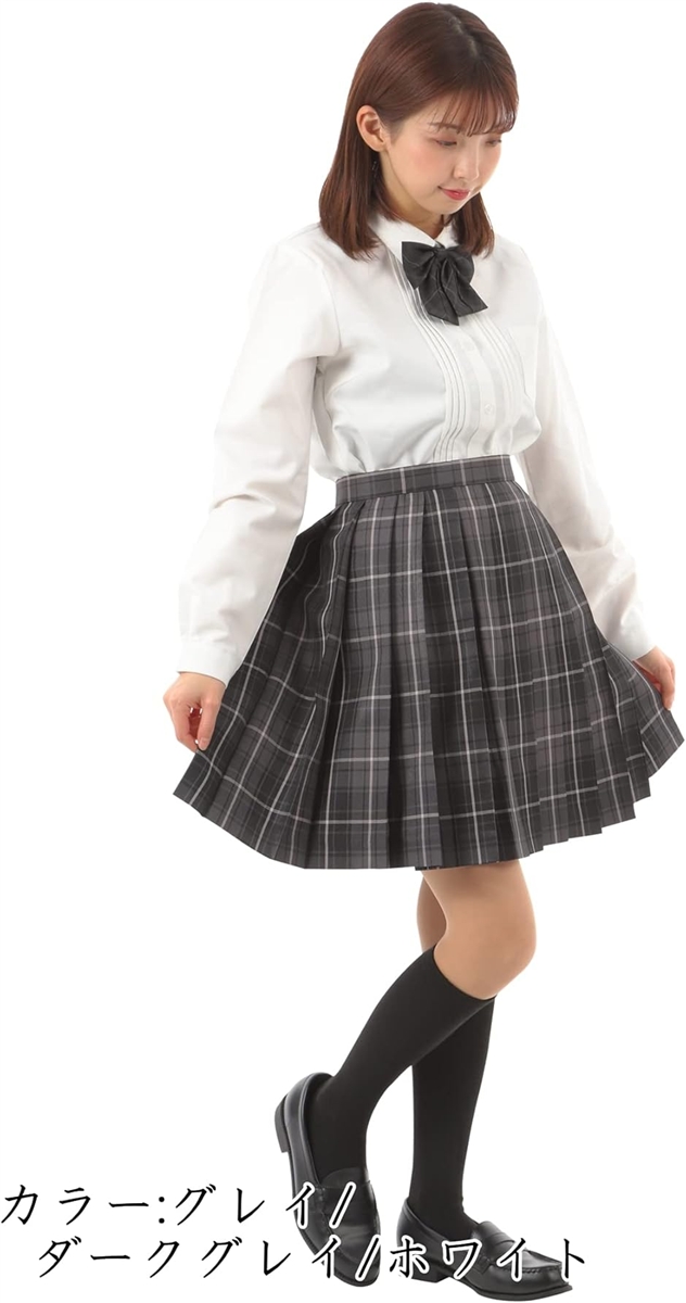 プリーツスカート チェック柄 丈48cm 膝上 スクールスカート 制服 女子