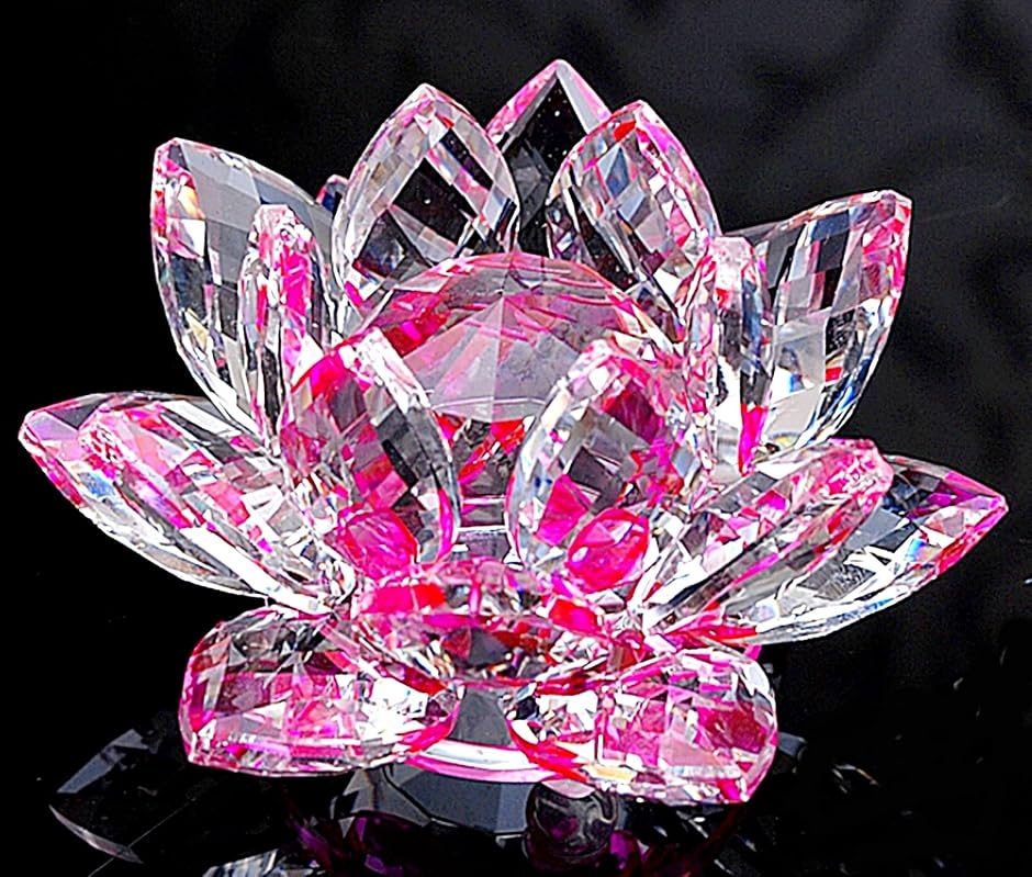 クリスタルガラス 水晶玉 蓮の花 ロータス サンキャッチャー 風水