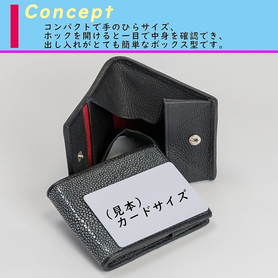 スティングレイ 小銭入れ エイ革 財布 ポリッシュ 加工 本革 二つ折り
