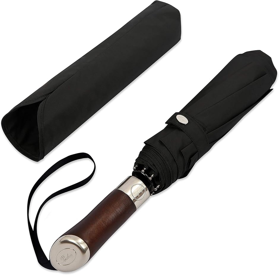 【へっぽこ社長美品】バリオス1型 3段黒 60cm 英国 バリオス 折りたたみ傘 メンズ 65cm 8本骨 395g 自動開閉 晴雨
