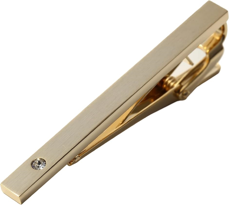ネクタイピン タイバー メンズ 日本製 Solid Tie Clip クリスタル(シルキーゴールド（クリスタル）)