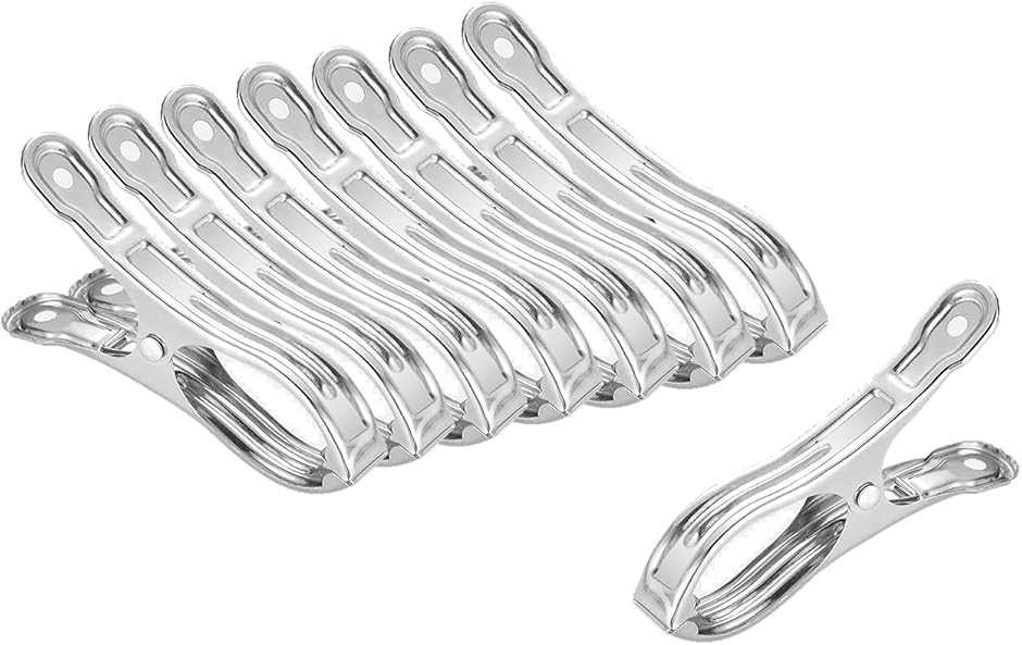 ステンレスクリップ 洗濯ばさみ ピンチ 洗濯バサミ 洗濯用品 (6番A型(9cm),  8個)