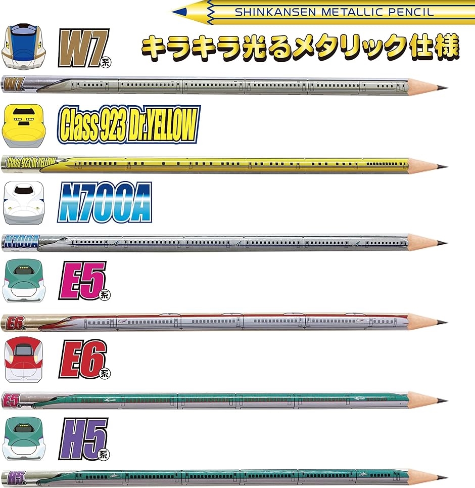 しんかんせん鉛筆＆定規セット メタリック 2B 新幹線 電車グッズ