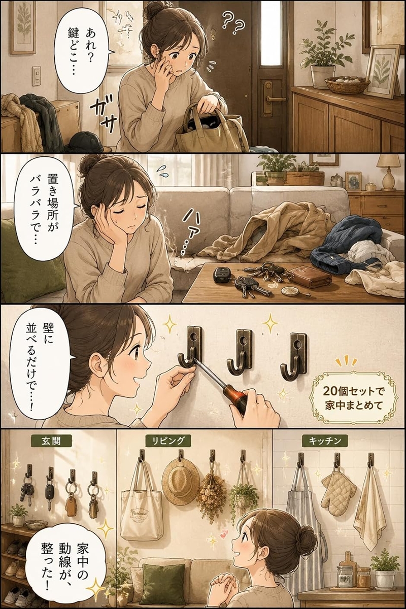 アンティーク 調 壁 フック ネジ付き 洋服 コート 帽子 ハンガー D 20