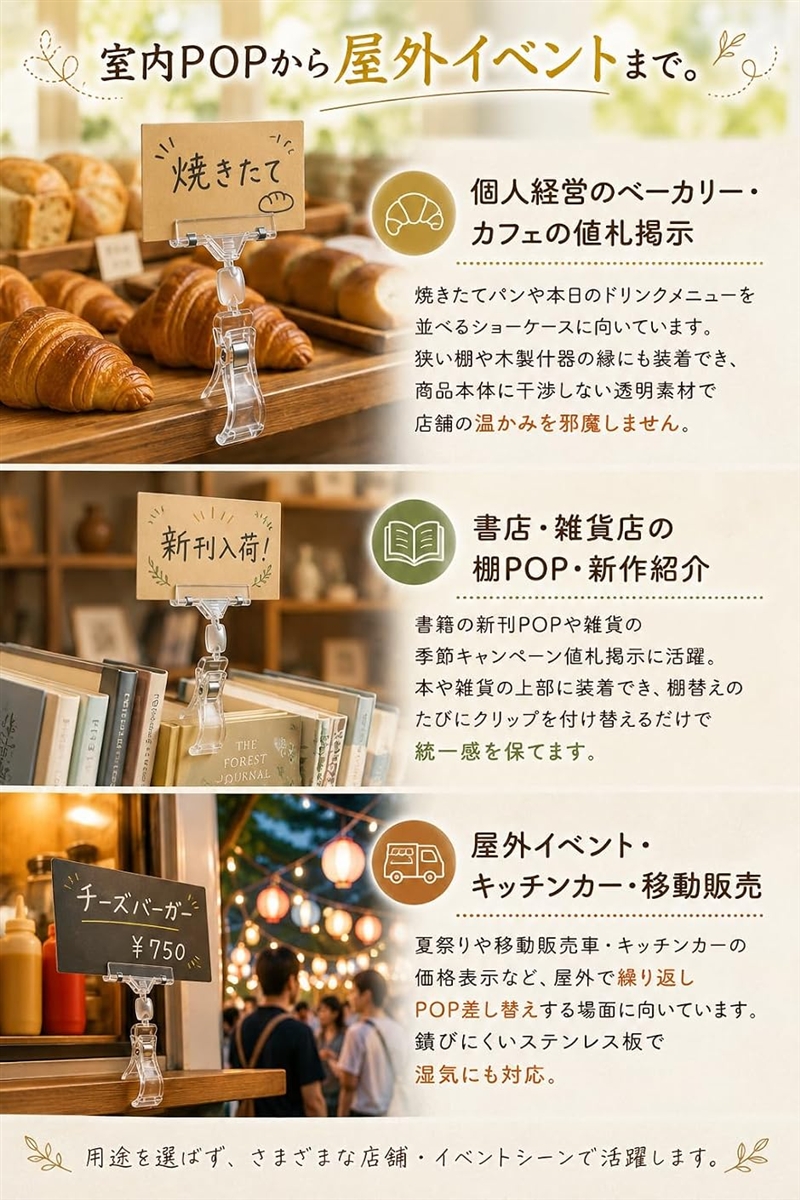 ポップクリップ POP スタンド 値札 広告 ディスプレイ 店舗 展示 10個
