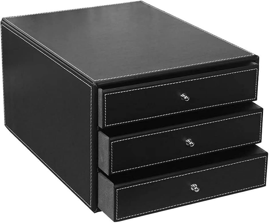 レターケース a4 木製 おしゃれ 浅型３段 書類整理 書類トレー 引き出し 縦 (ブラック,  W250xD335xH180mm)