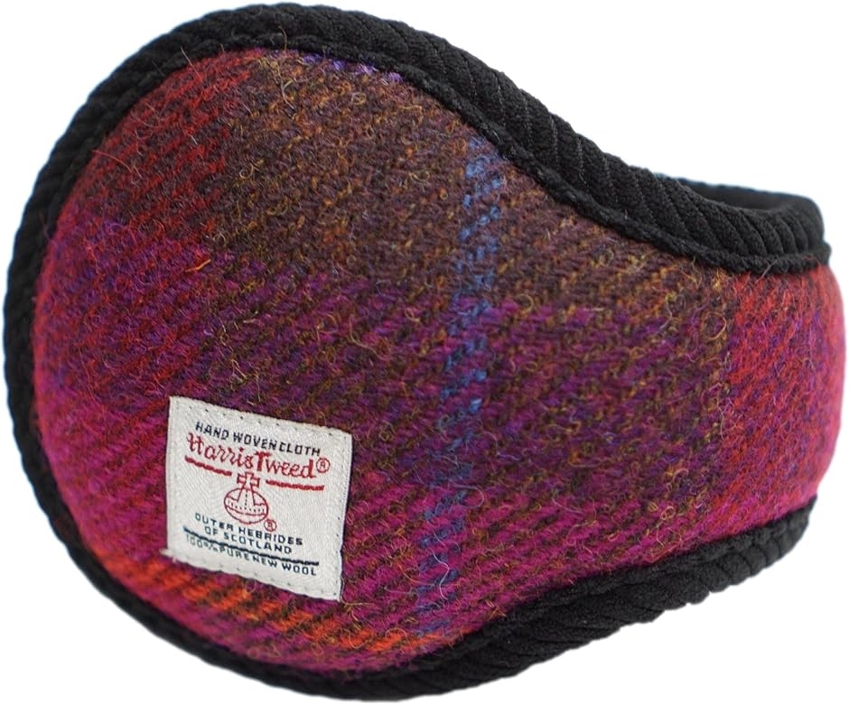 イヤマフ Harris Tweed ハリスツイード イヤーマフ イヤーウォーマー 耳当て(ピンクチェック, Free Size)