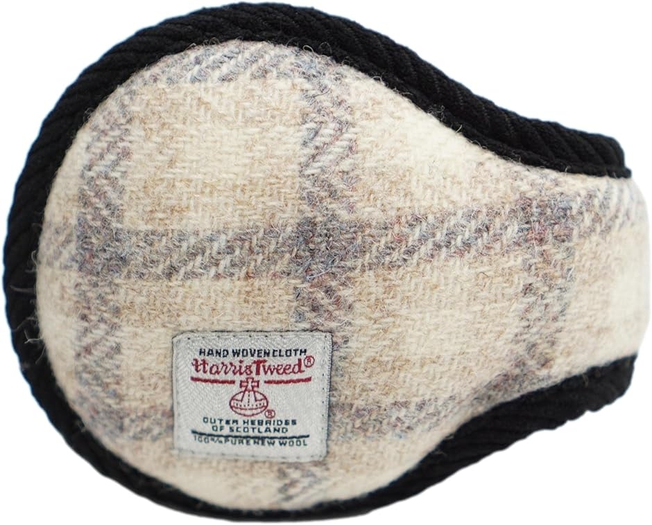 ハリスツイード Harris Tweed イヤーマフ イヤーウォーマー 耳当て 裏ボア ふわふわ (オフホワイト,  Free Size)