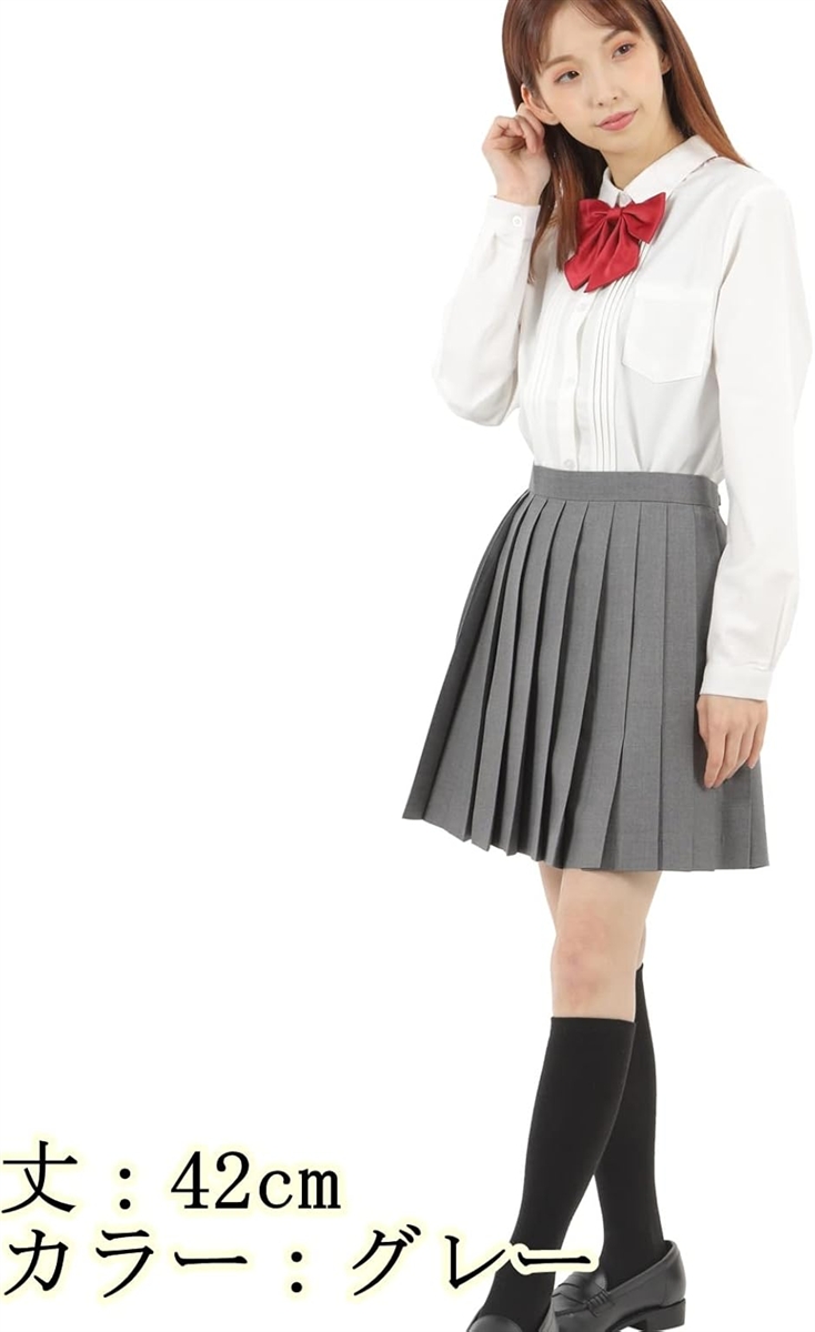 プリーツスカート 無地 学生 制服 車ヒダ スクールユニフォーム 女子