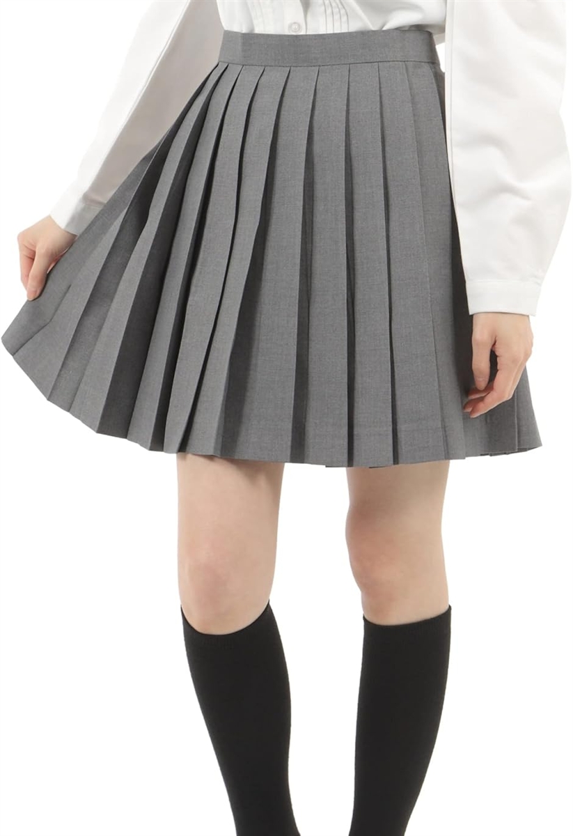 プリーツスカート 無地 学生 制服 車ヒダ スクールユニフォーム 女子