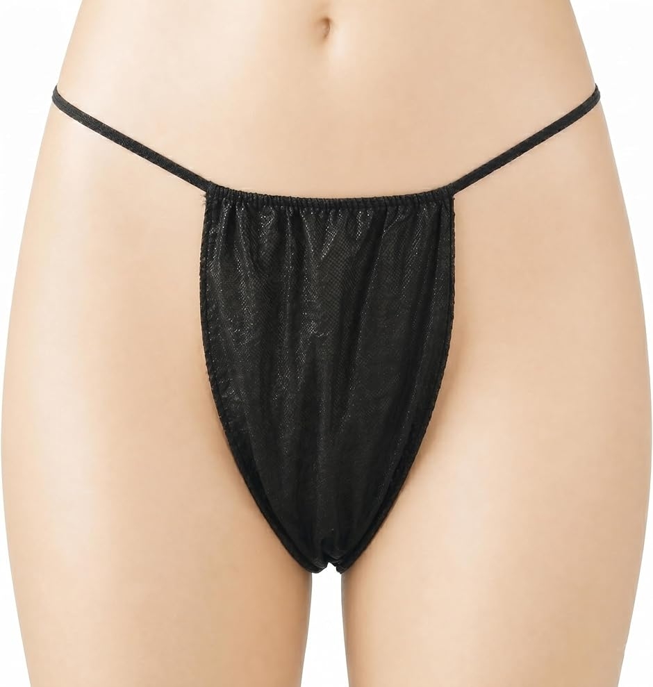 紙パンツ Tバック ペーパーショーツ 50枚 紙ショーツ 使い捨て下着 エステ 防災 旅行 (ブラック(50枚),  Free Size)