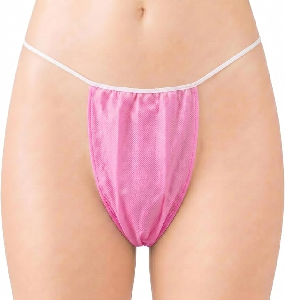 紙パンツ Tバック ペーパーショーツ 50枚 紙ショーツ 使い捨て下着 エステ 防災 旅行 (ピンク(50枚),  Free Size)