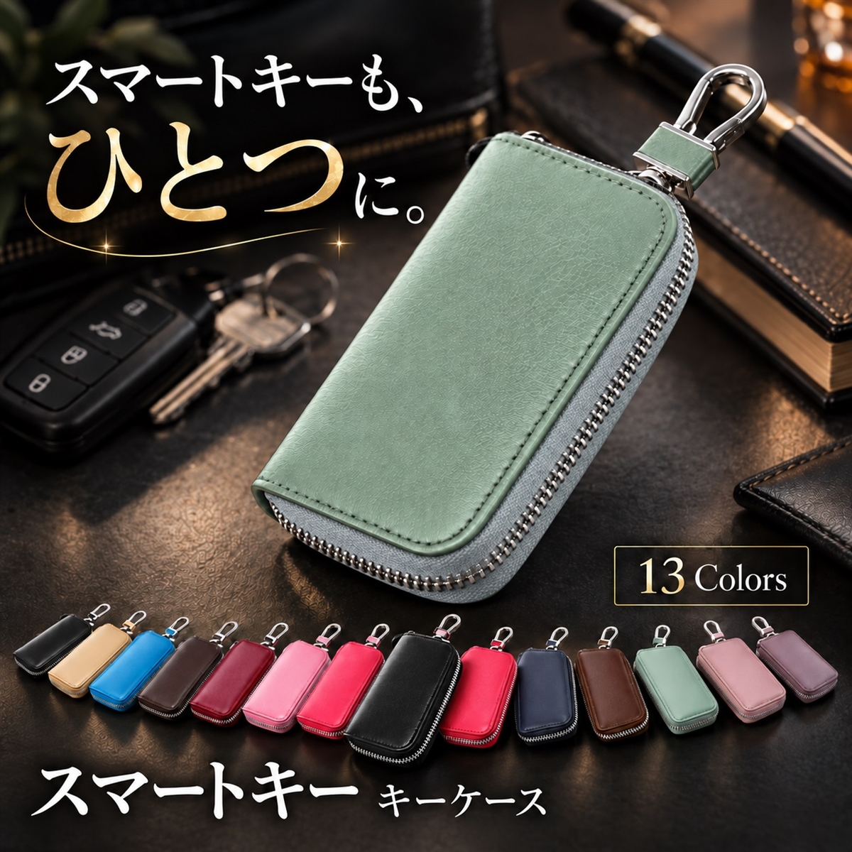 キーケース スマートキー PU革 レザー 大容量 6連キーフック 車 メンズ