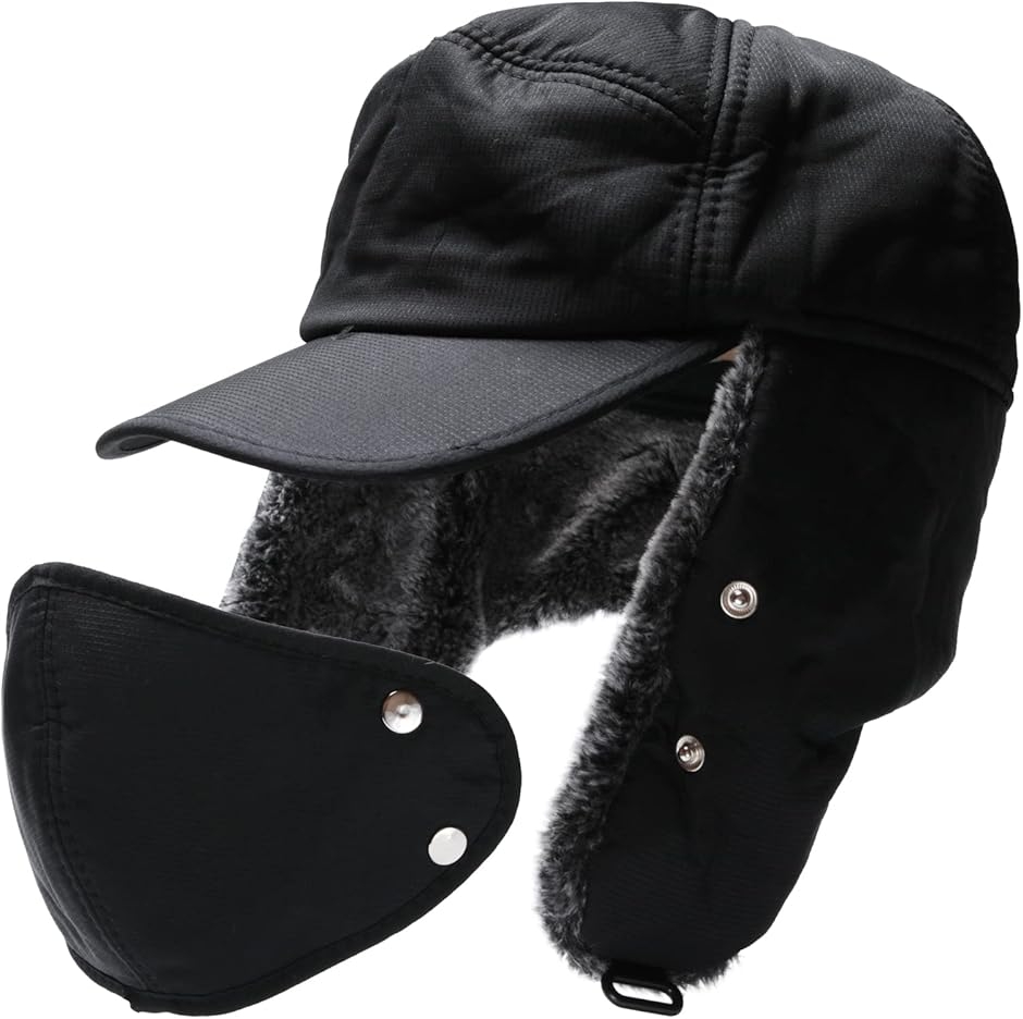 フライトキャップ 耳あて 防寒帽子 メンズ 冬 マスク付き スノボ