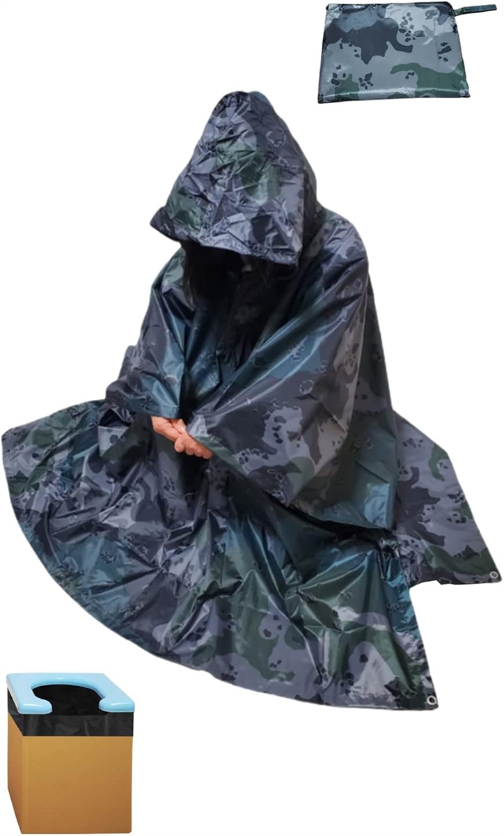 防災グッズ女性 トイレ お着替えポンチョ 目隠しポンチョ 災害用トイレ 女性用 (カモフラージュ,  100x140cm)