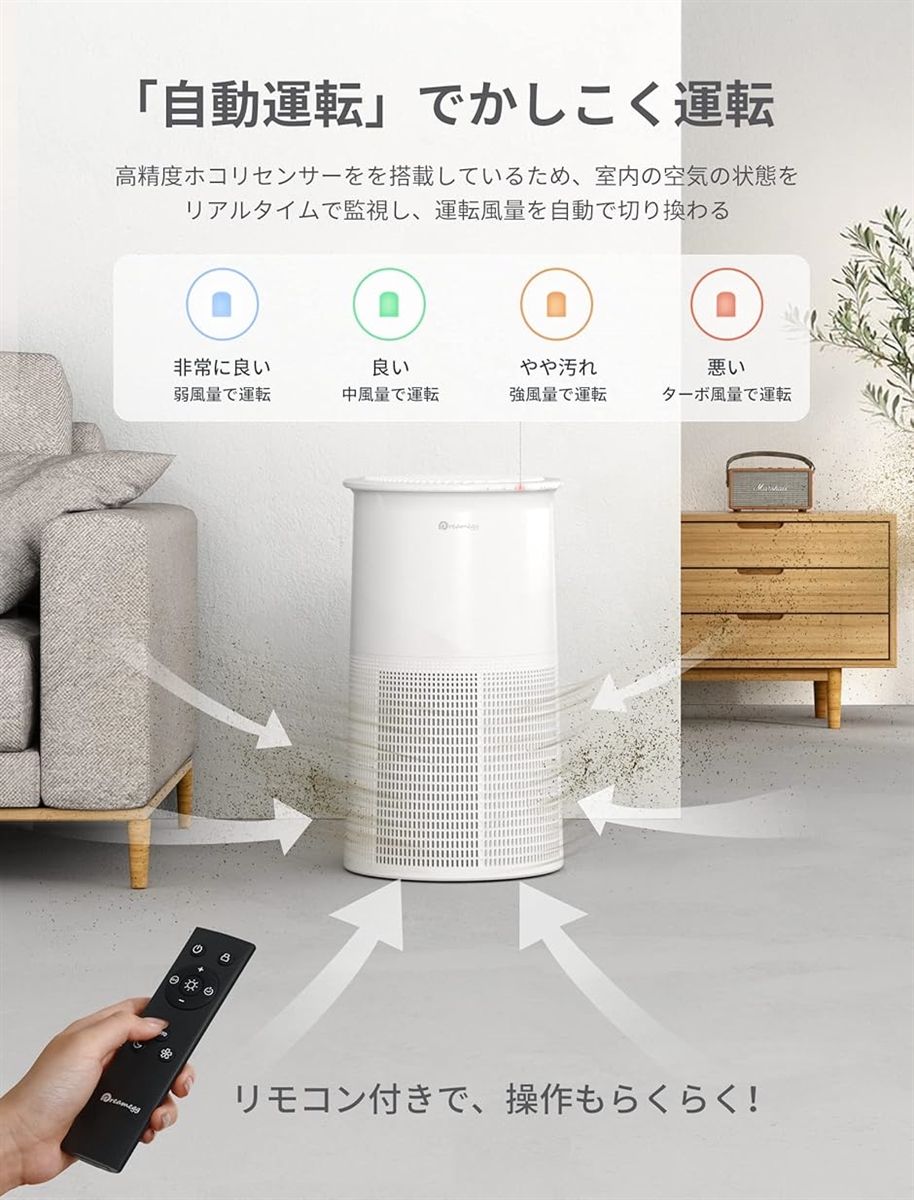 空気清浄機 40畳 大型(ホワイト（空気清浄40畳・自動運転/花粉運転