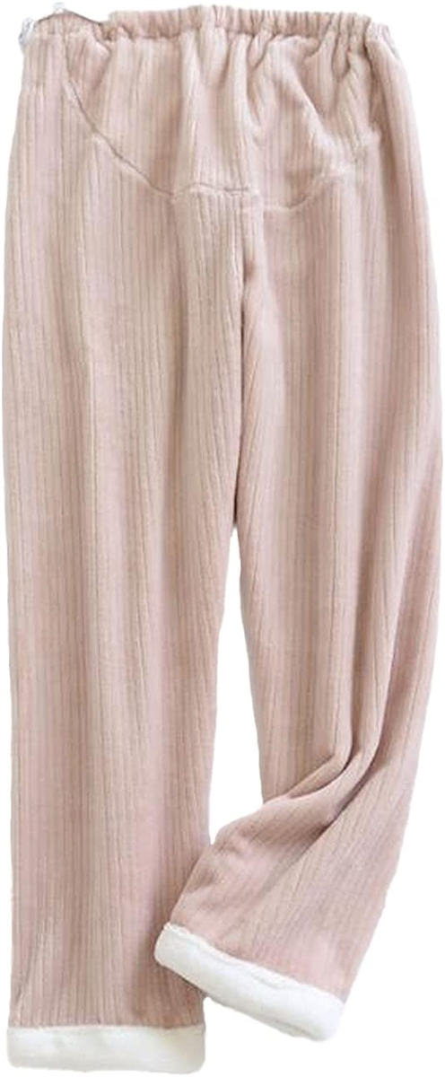 マタニティ パンツ ルームウェア 大きいサイズ フランネル(ピンク,  XL)