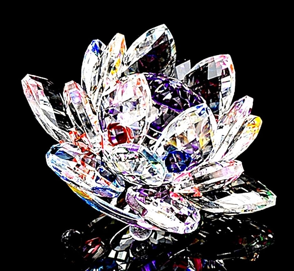 クリスタルガラス 水晶玉 蓮の花 ロータス サンキャッチャー 風水