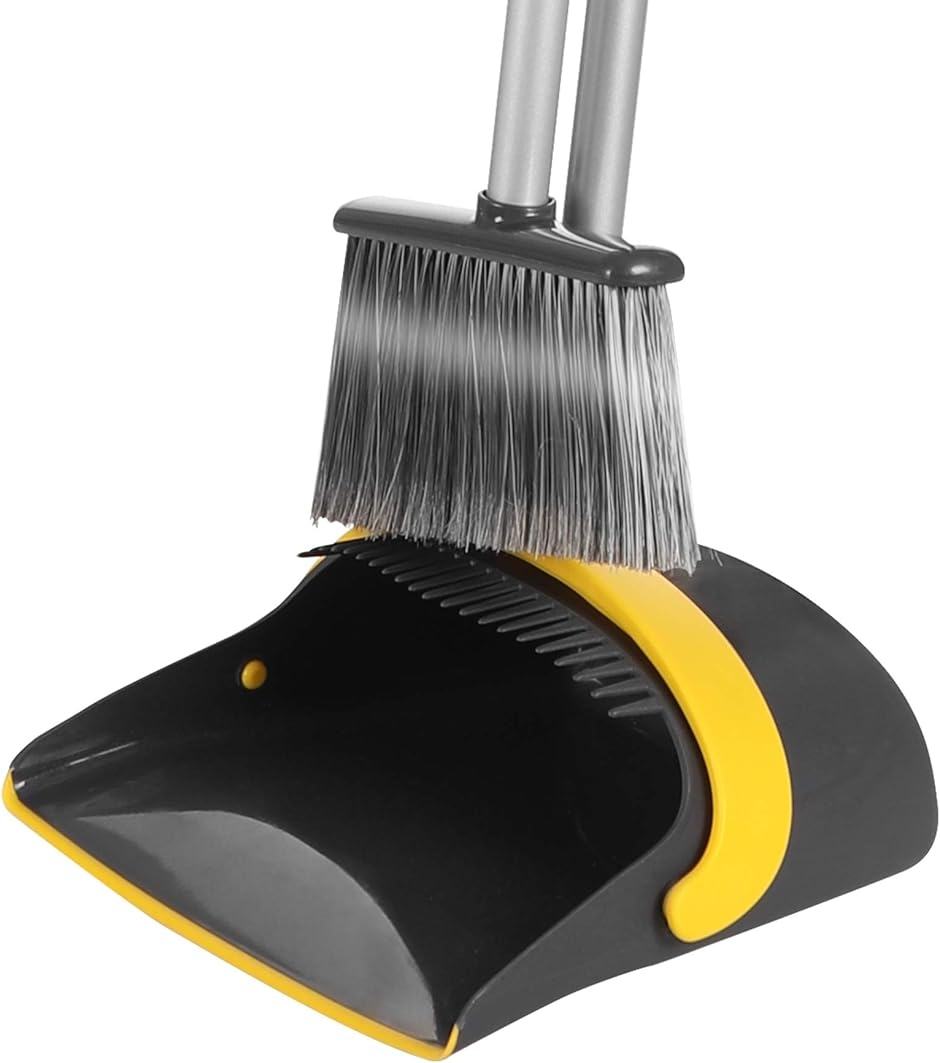 . ほうき ちりとり 掃除セット 自立式 収納に便利 掃除道具 長柄 長さ調整可 94cm-135cm MDM(ダークグレー)