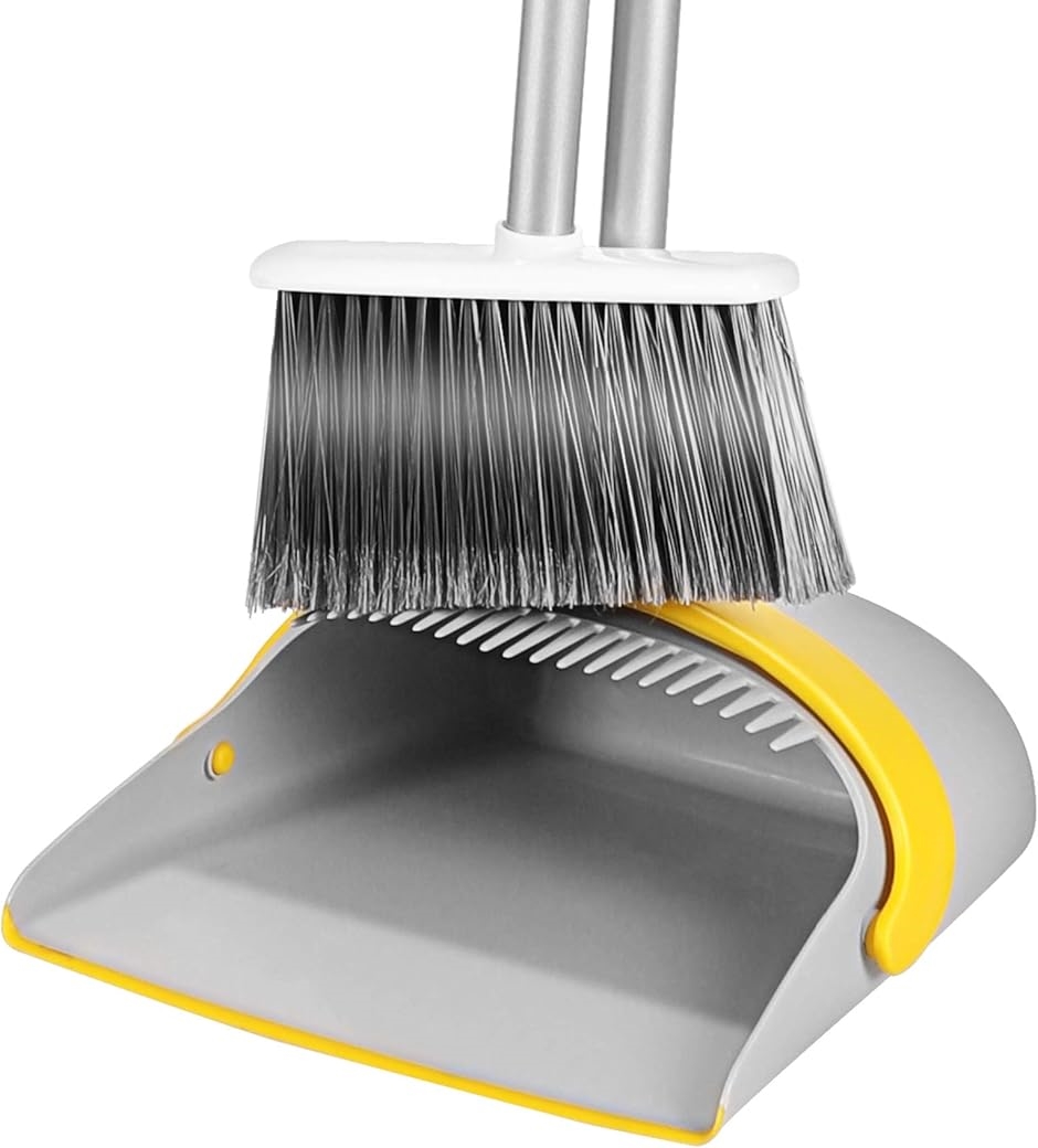 . ほうき ちりとり 掃除セット 自立式 収納に便利 掃除道具 長柄 長さ調整可 94cm-135cm MDM(ライトグレー)