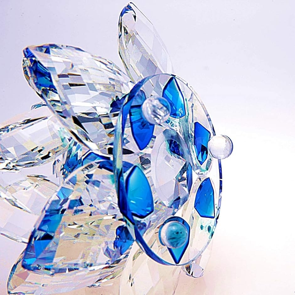 クリスタルガラス 水晶玉 蓮の花 ロータス サンキャッチャー 風水