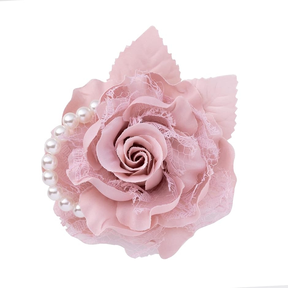 コサージュ パール付き ローズコサージュ バラ 薔薇 フォーマル 入学式 卒業式 式典 ヘッドドレス チャーム (ピンク)