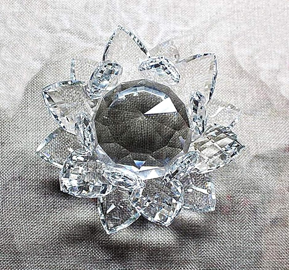 クリスタルガラス 水晶玉 蓮の花 ロータス サンキャッチャー 風水