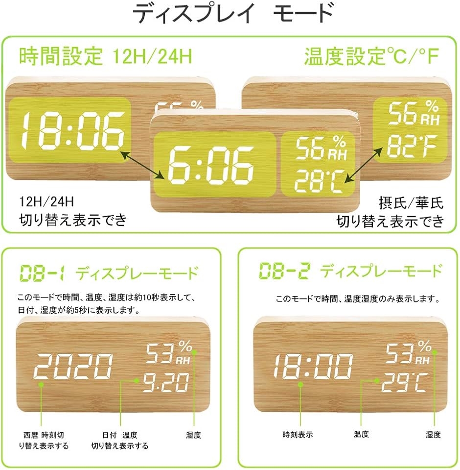 最新デザイン 目覚まし時計 置き時計 LEDデ...の詳細画像3