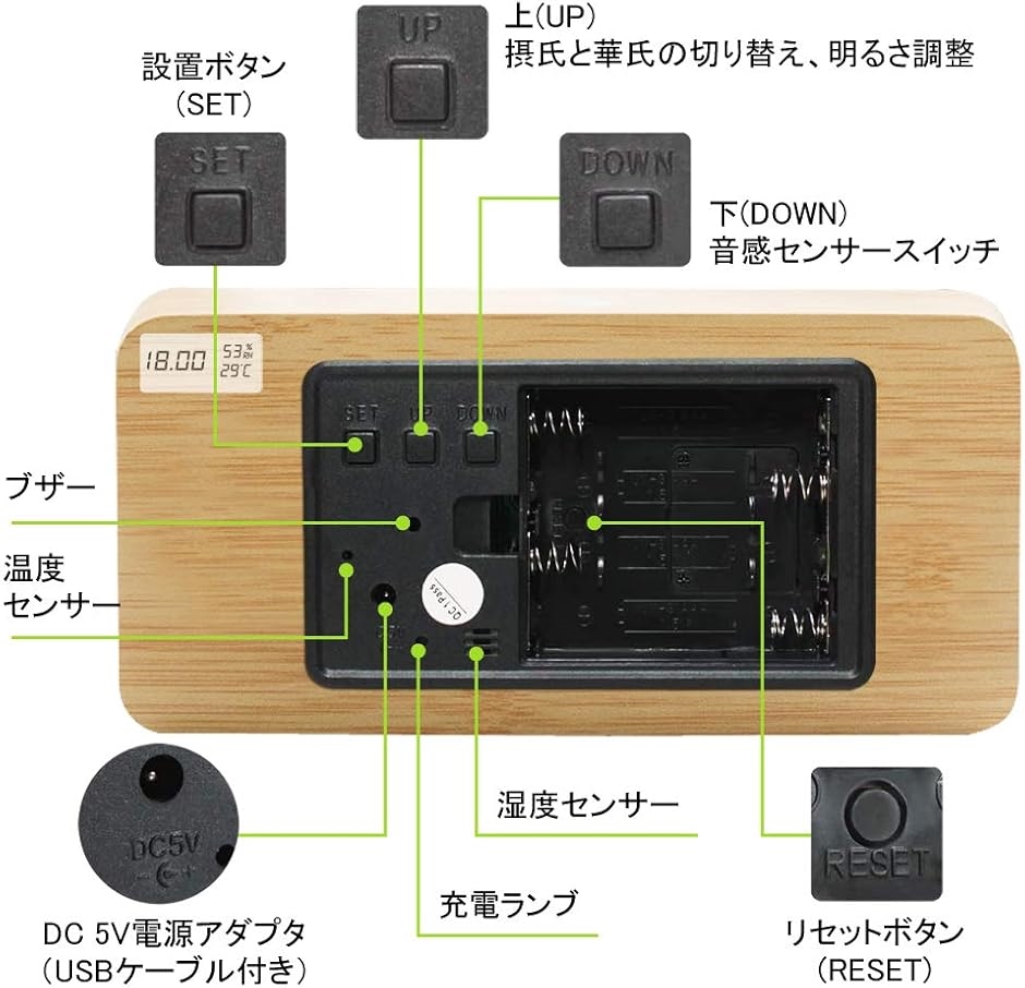 最新デザイン 目覚まし時計 置き時計 LEDデ...の詳細画像5