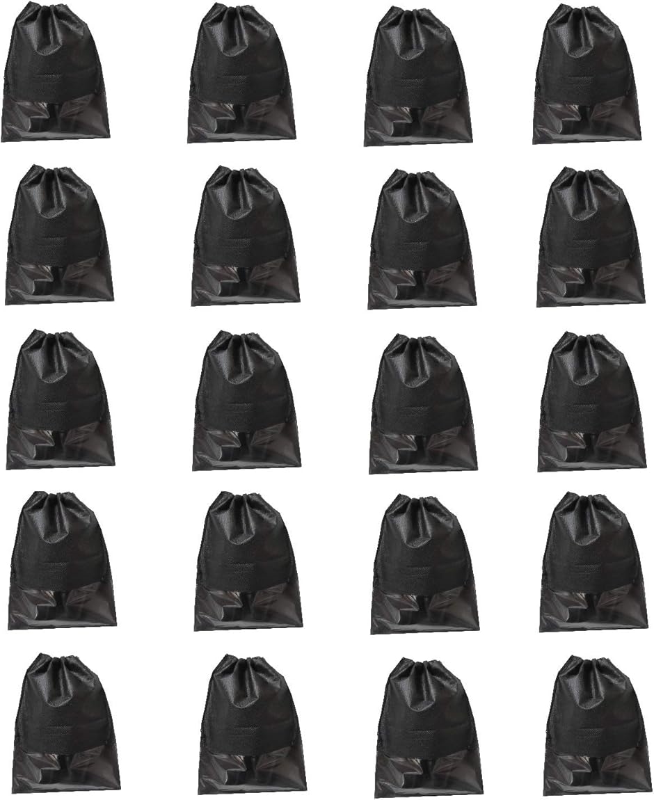 Yahoo! Yahoo!ショッピング(ヤフー ショッピング)C -POSH 靴袋 巾着 不織布 シューズバッグ 収納袋 服入れ 透明窓付き 靴収納ケース MDM（黒,  M 縦35.5cmx横27cn）