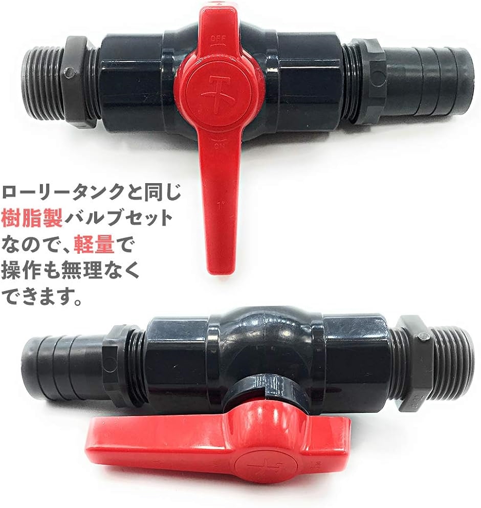 ローリータンク専用 25A・1B 樹脂製ボールバルブ ニップル タケノコ 3