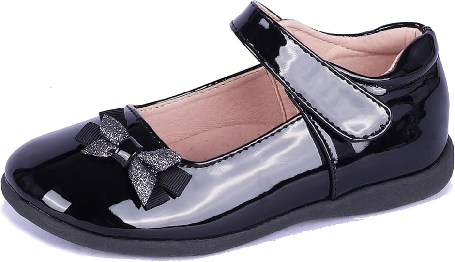 キッズ ガールズ ストラップ スクール 制服 ドレス メアリー ジェーン シューズ 18.5 cm(06ブラック,  18.5 cm)
