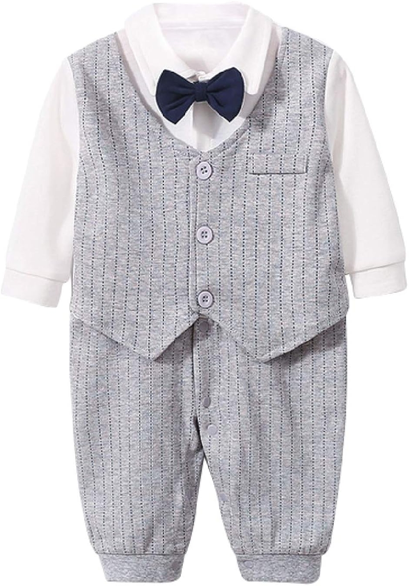 ベビー服 ベビーフォーマル 男の子 ロンパース 長袖 (グレー,  66ｃｍ)