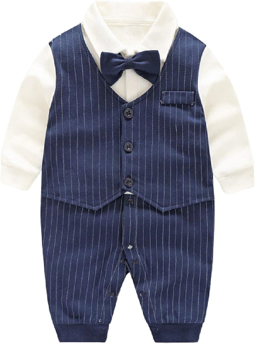 ベビー服 ベビーフォーマル 男の子 ロンパース 長袖(ネイビー, 66cm)