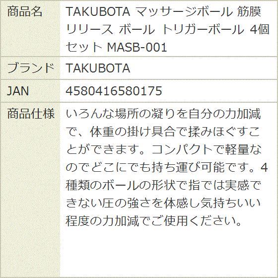 マッサージボール 筋膜リリース トリガーボール 4個セット MASB-001 | ブランド登録なし | 08