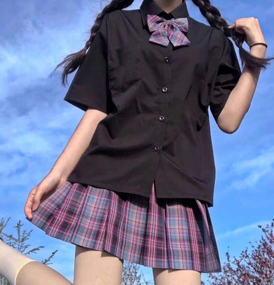 大きいサイズ チェック柄 プリーツ スカート(水色・ピンク・紫チェック