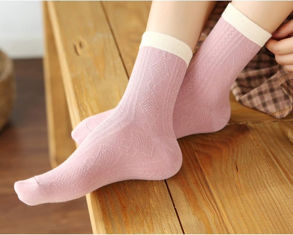 靴下レディース かわいい コットンソックス 靴下セット(LX, 22.0 cm