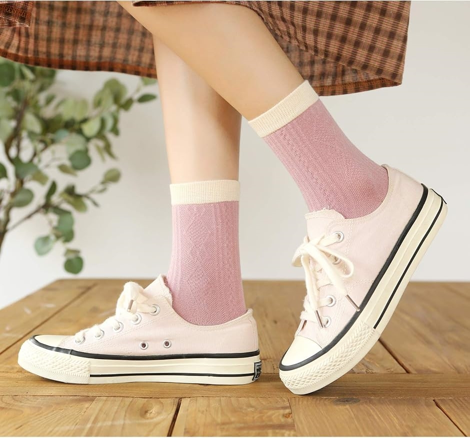 靴下レディース かわいい コットンソックス 靴下セット(LX, 22.0 cm