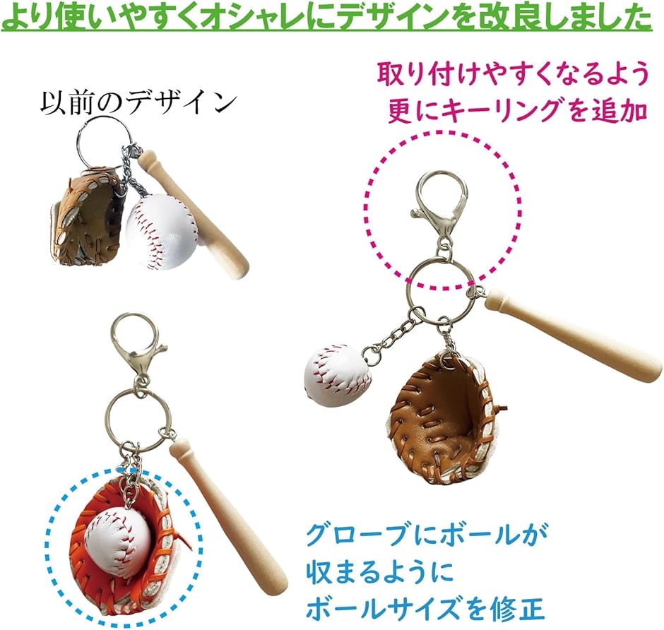 キーホルダー 野球 グローブ バット スポーツ シリーズ キーチェーン