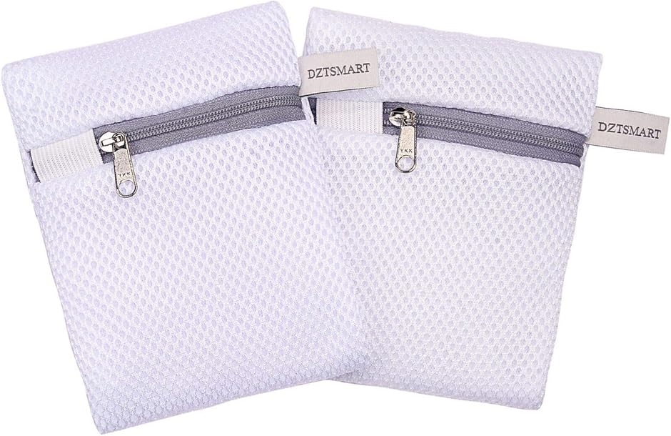 洗濯ネット 小 洗濯洗剤ネット 2枚 粉洗剤用ネット YKK耐久性ファスナー 粉石鹸ネット 洗濯マグネシウムネット(ホワイト,  SS)