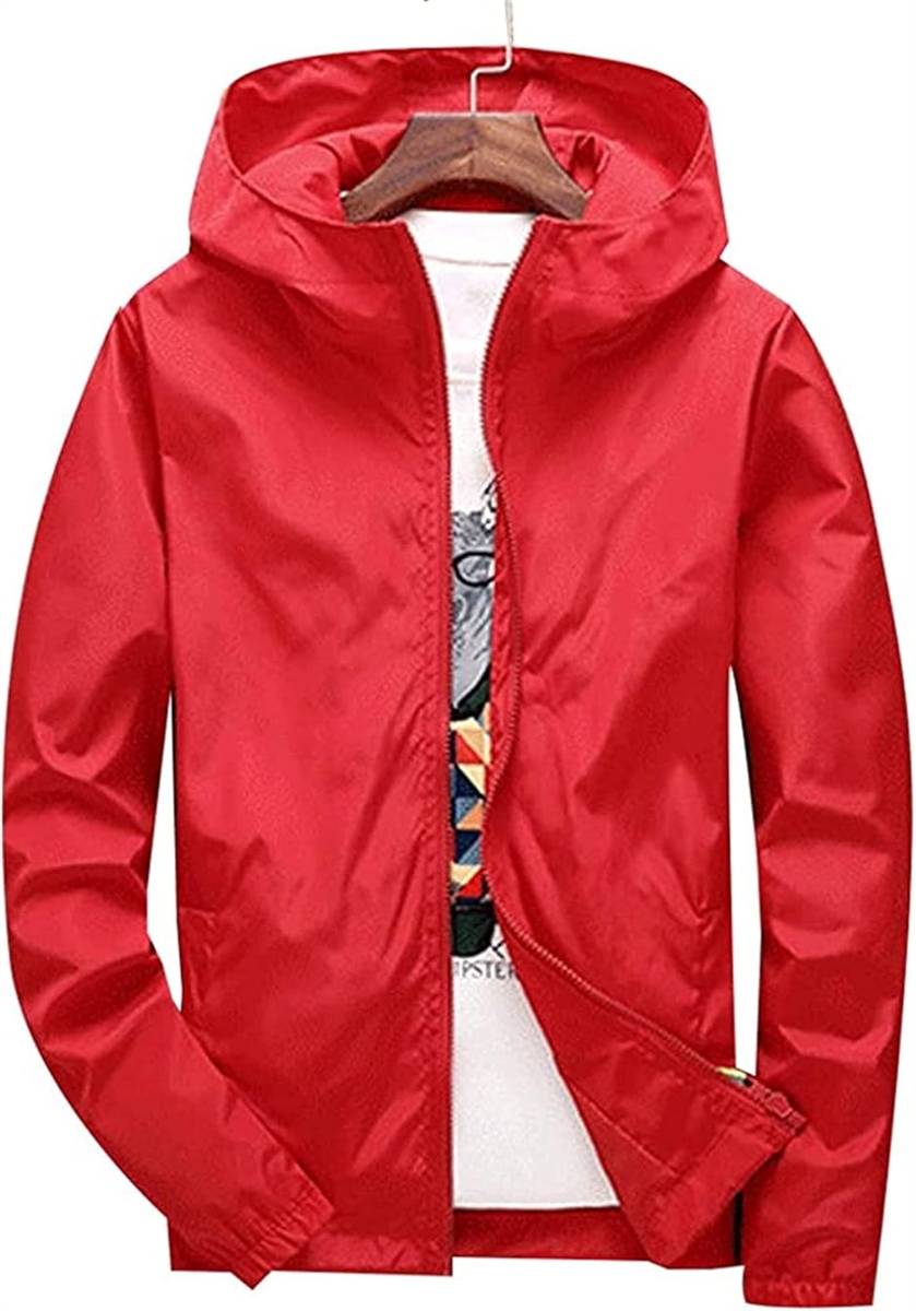 メンズ 長袖 ウインドブレーカー 登山 薄手(レッド,  2XL) | ブランド登録なし