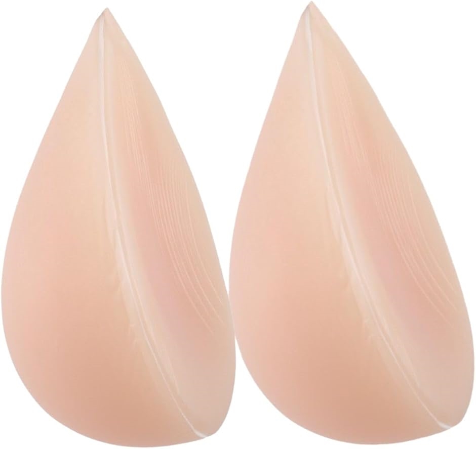 自然な一体感 粘着 貼付 式 シリコン 左右 2個 人工 乳房 偽胸 ブラジャー 補正 選べるサイズ(肌色,  1500g)