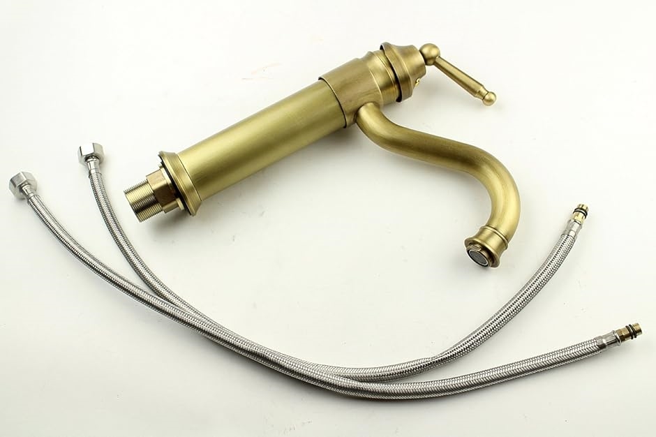 洗面用 アンティーク 蛇口 シングルレバー レトロ 立水栓 手洗いボウル用 洗面台 SK93(黄銅)の画像