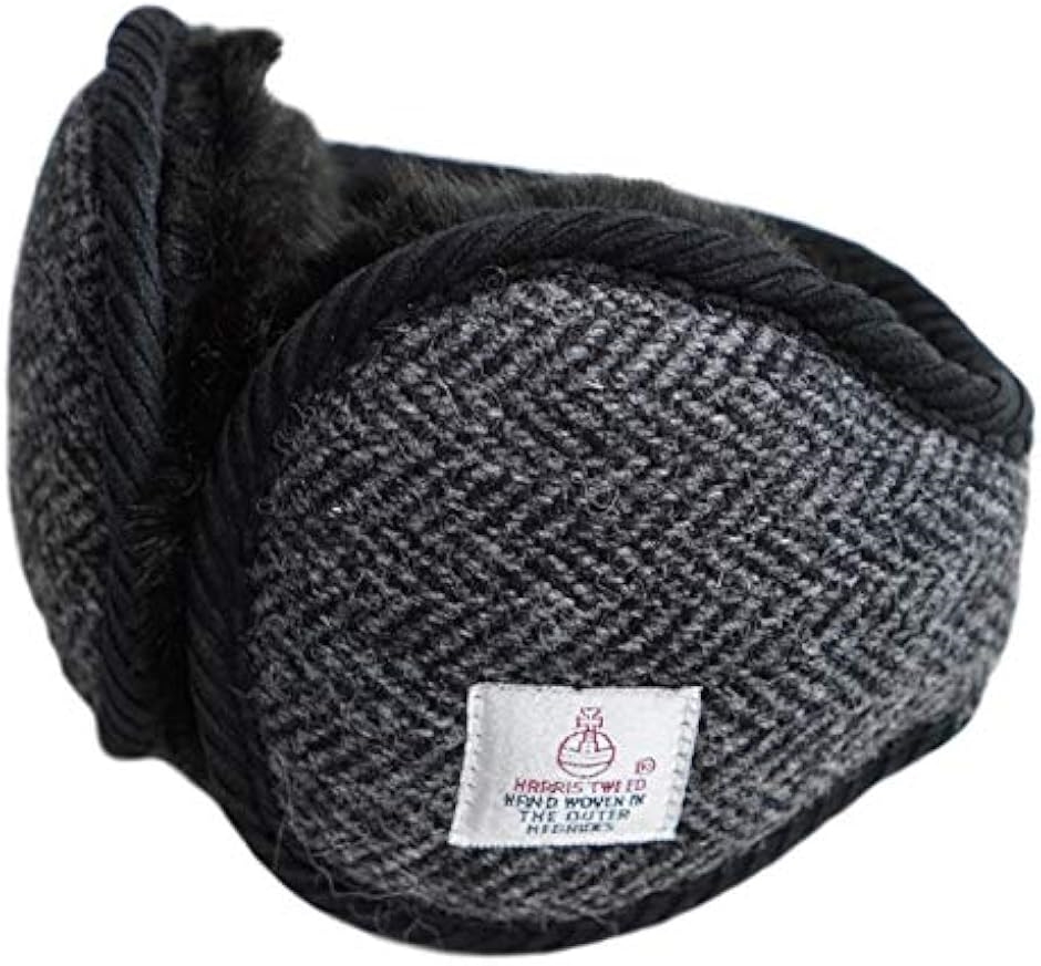 ハリスツイード Harris Tweed イヤーマフ イヤーウォーマー 耳当て 裏ボア ふわふわ 防寒 (ヘリンボーン, Free)