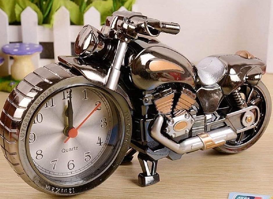 希少在庫1★ハーレーダビッドソン バイク用時計 バイク ハーレー風 目覚まし時計 かっこいい メタリック クラシック