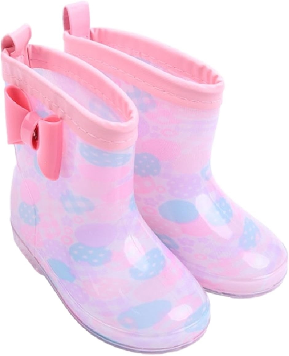 女の子 レインブーツ 長靴 シューズ 雨靴 キッズ 子供 17-18cm (ドット,  17.0〜18.0 cm)